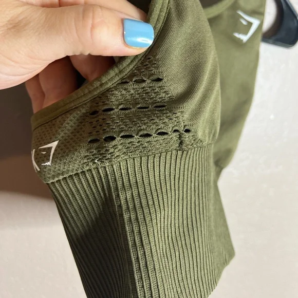 Gymshark Seamless Olive Green Sports Bra - Picture 3 of 5
